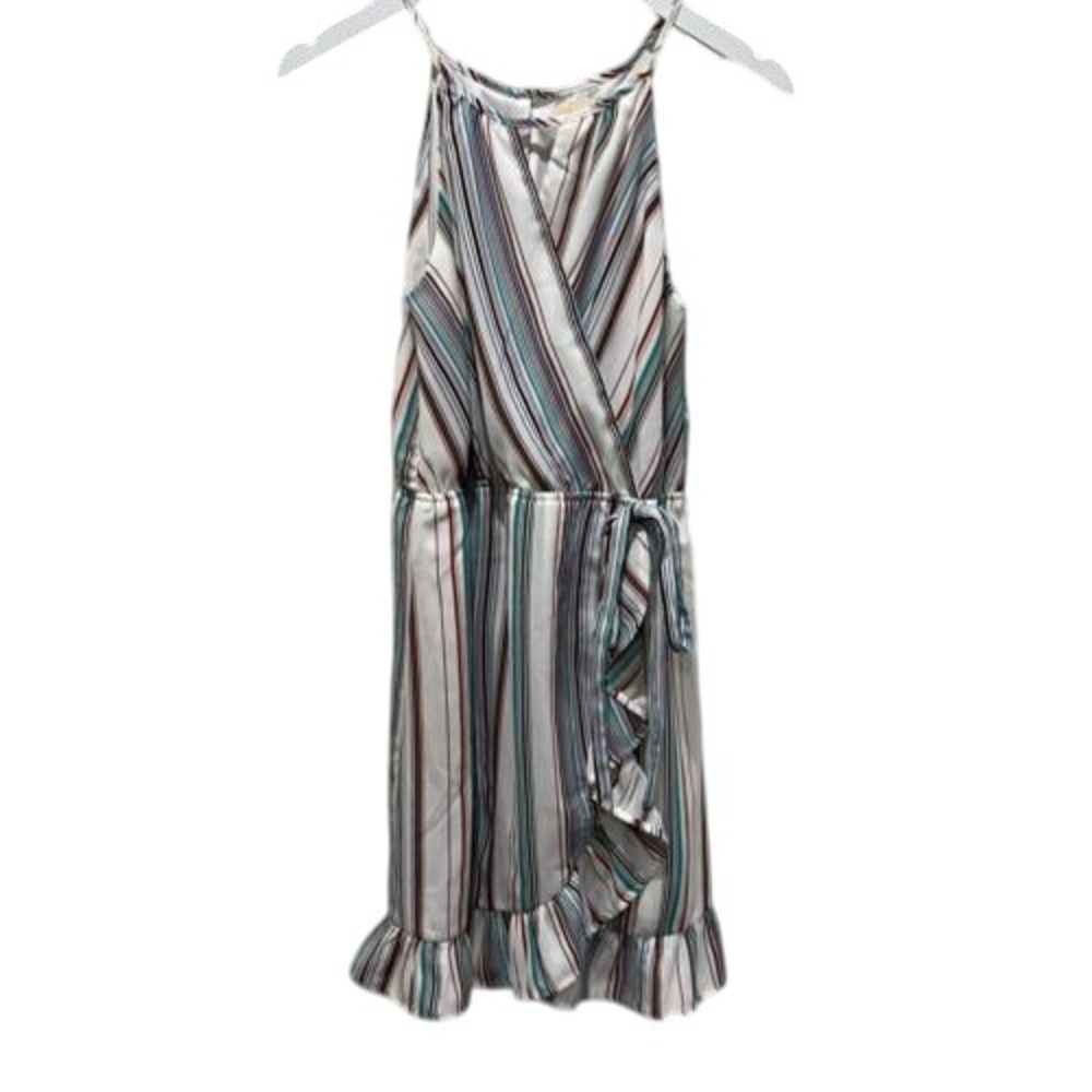 HARPER Heritage Francesca's dress sz S white striped ruffle halter dress wrap